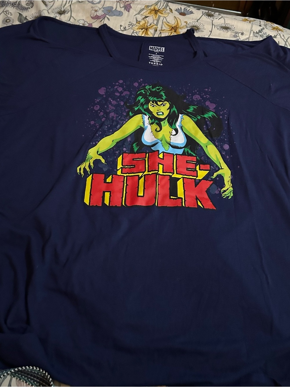 torrid Navy She-Hulk Graphic Tee with Green and Red Print